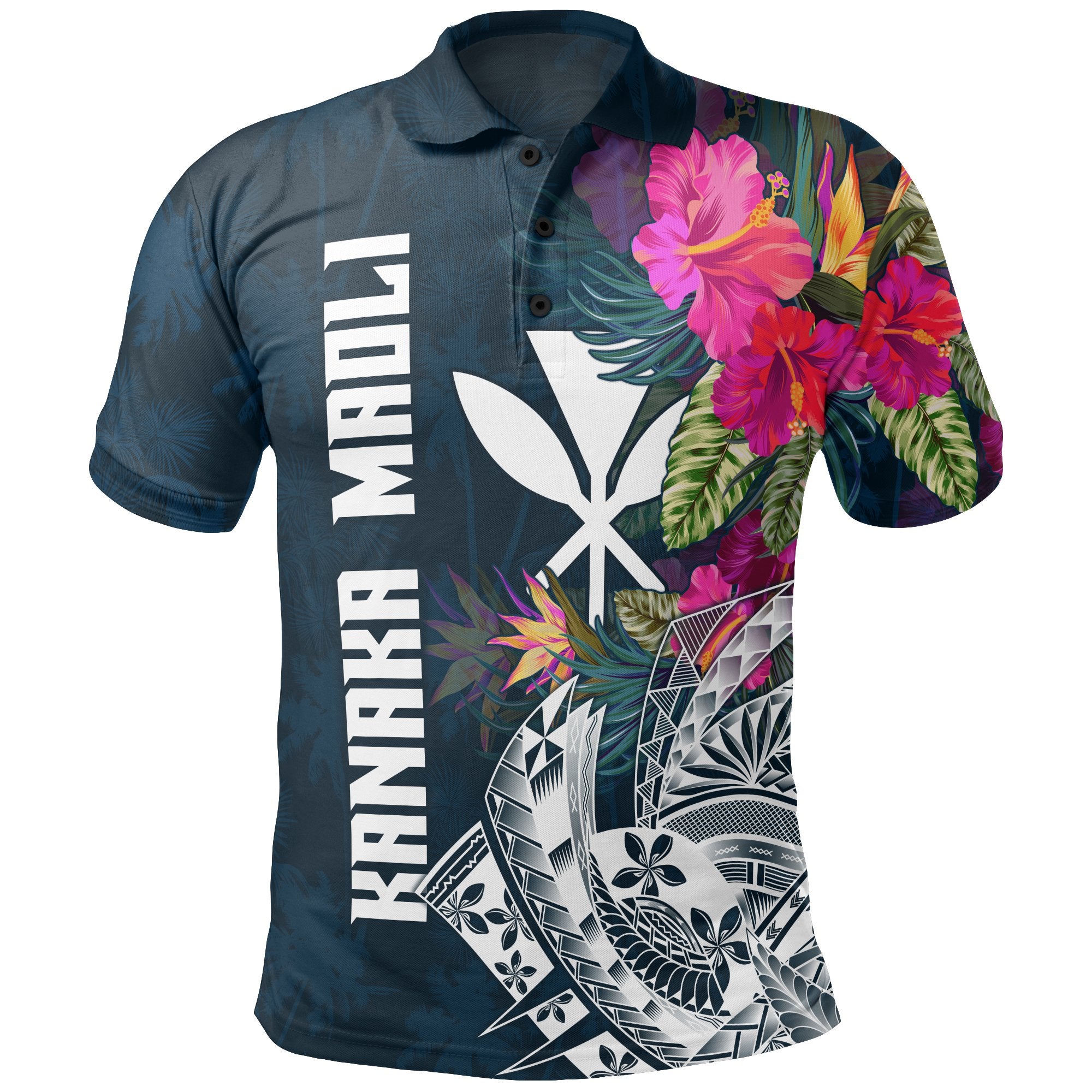 Hawaii Polo Shirt Polynesian Hibiscus with Summer Vibes Unisex Blue - Polynesian Pride