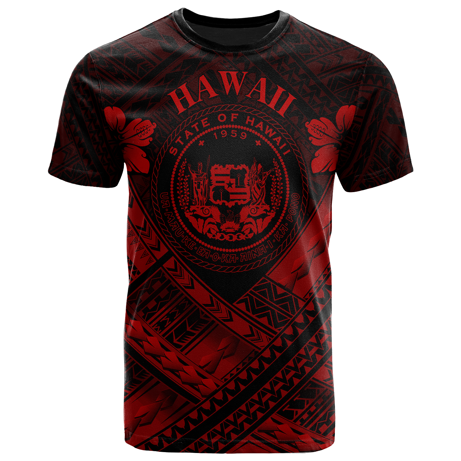 Hawaii T Shirt Red Seal Polynesian Patterns Unisex Red - Polynesian Pride