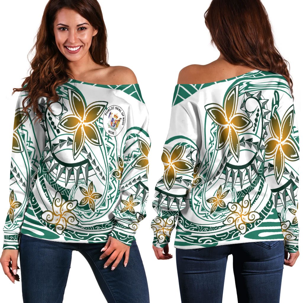 Niue Women's Off Shoulder Sweaters - Spring Style Green - Polynesian Pride