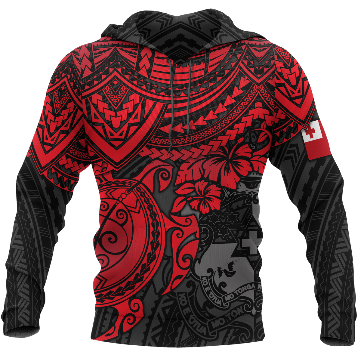 Tonga Polynesian Hoodie Red Turtle Unisex RED - Polynesian Pride