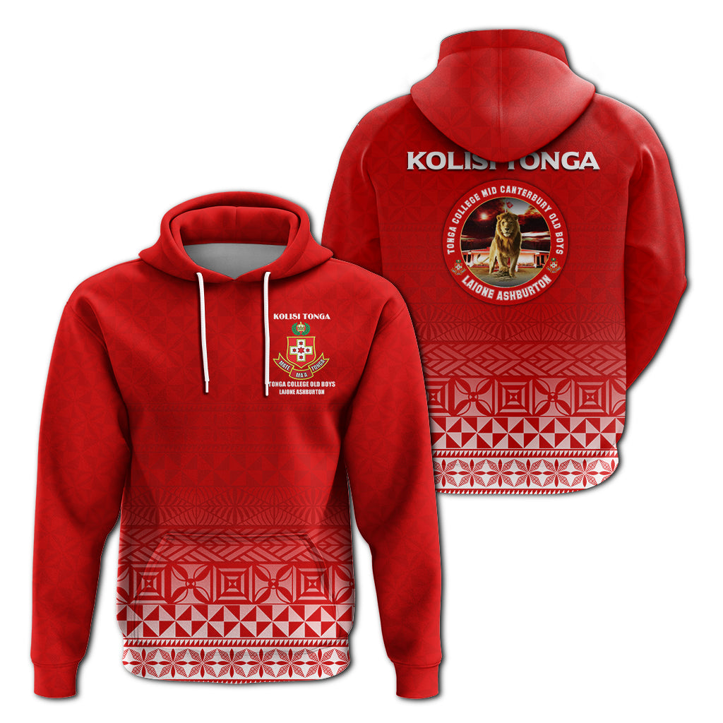 Custom Tonga Hoodie Laione Ashburton Old Boys LT12 Unisex Red - Polynesian Pride