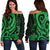 Fiji Women's Off Shoulder Sweater - Green Tentacle Turtle Crest Green - Polynesian Pride