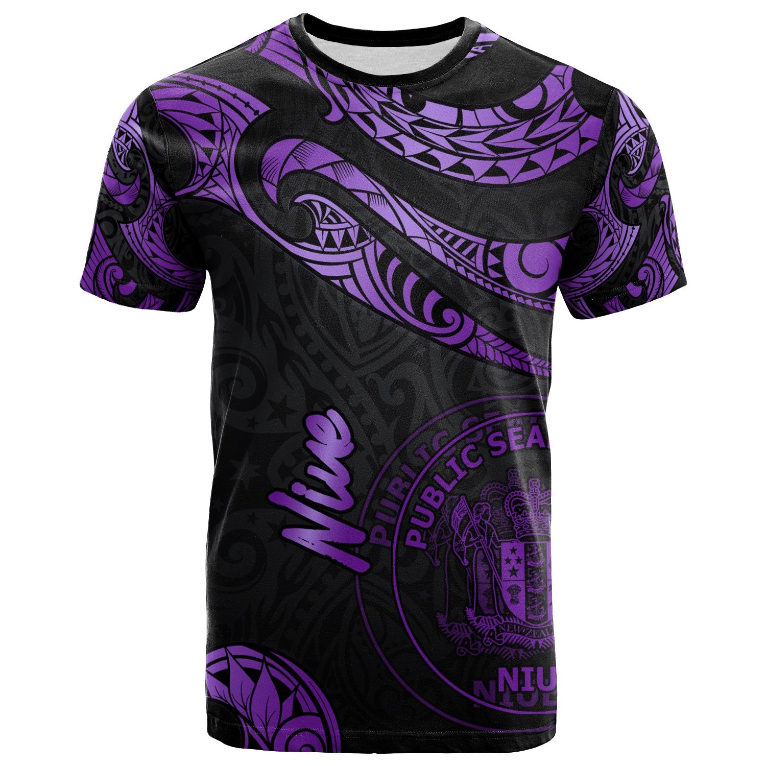 Niue Polynesian T Shirt Poly Tattoo Purple Version Unisex Purple - Polynesian Pride