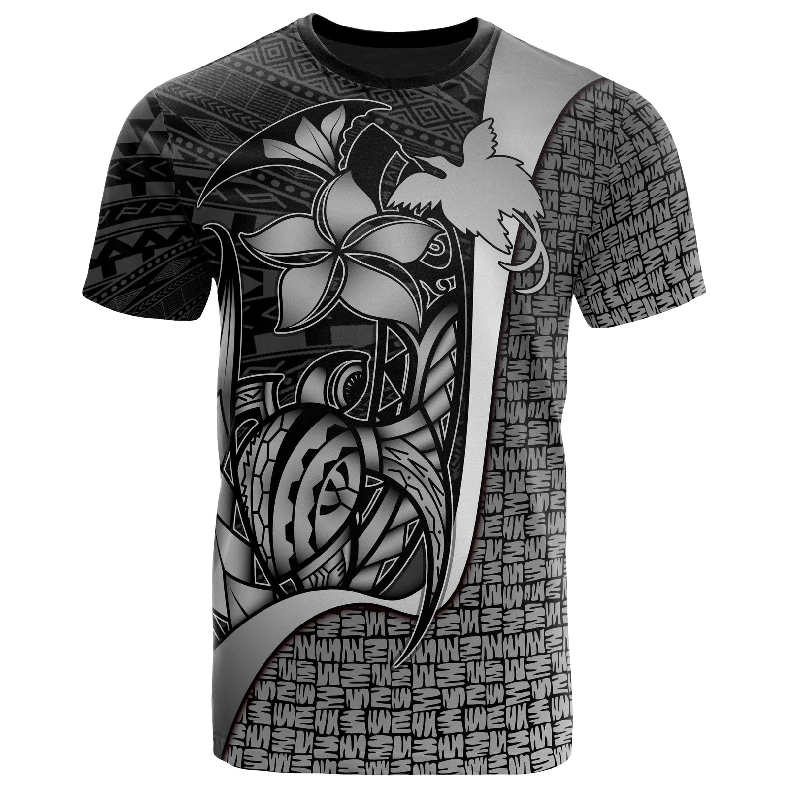 Papua New Guinea Polynesian T Shirt White Turtle with Hook Unisex WHITE - Polynesian Pride