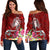 Fiji Women's Off Shoulder Sweater - Turtle Plumeria (Red) Red - Polynesian Pride