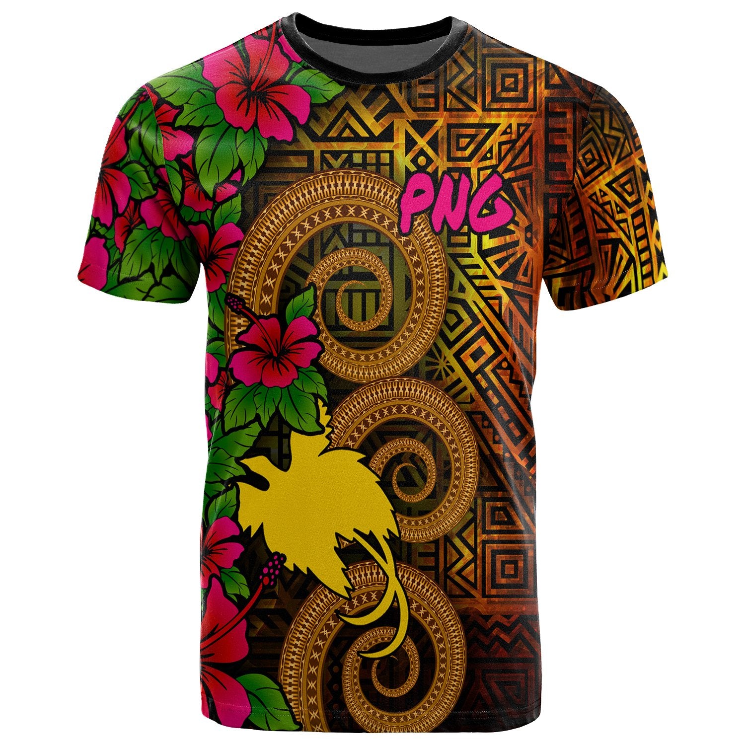 Papua New Guinea Polynesian T Shirt Hibiscus Vintage Unisex Orange - Polynesian Pride