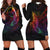 Yap State Hoodie Dress - Butterfly Polynesian Style Black - Polynesian Pride