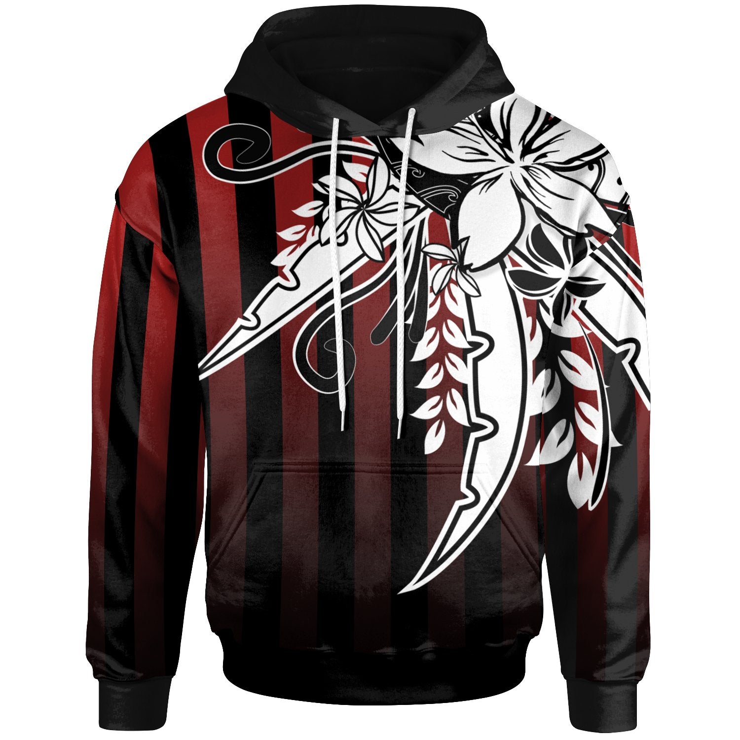 Polynesian Special Hoodie Brilliant Flower In Stripe Style Unisex Red - Polynesian Pride