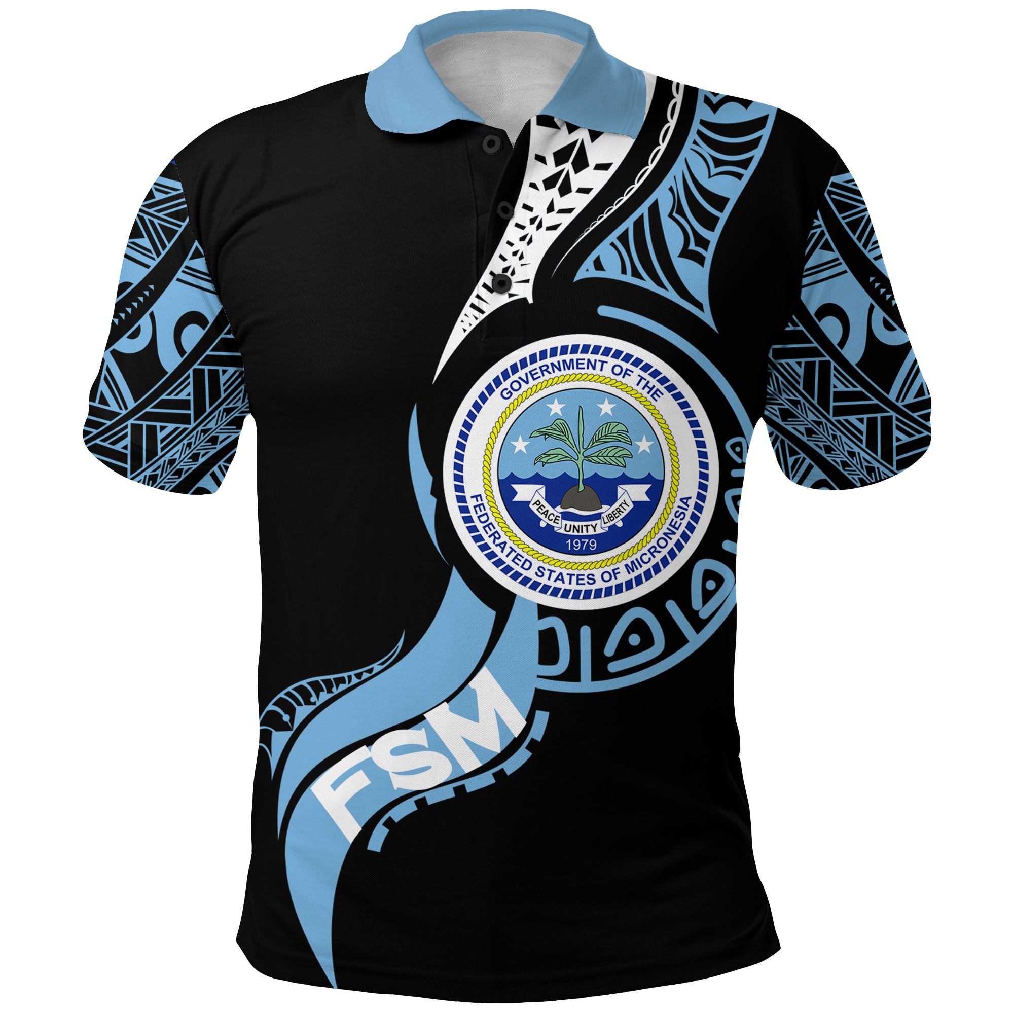 Federated States of Micronesia Polo Shirt Micronesia Pride LT12 Unisex Black - Polynesian Pride