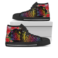 Fiji High Top Shoes - Tropical Hippie Style Unisex Black - Polynesian Pride