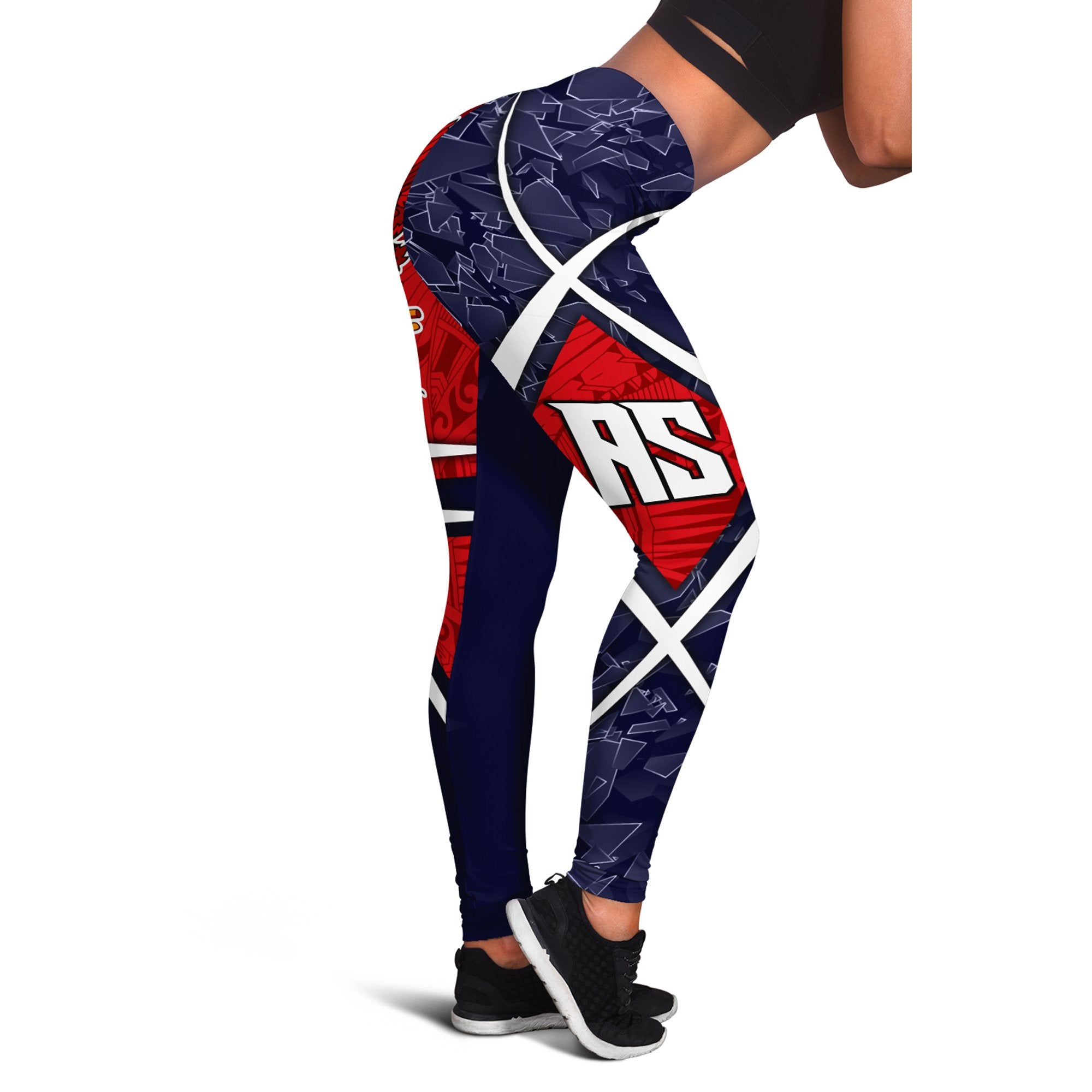 American Samoa Leggings - AS Flag with Polynesian Patterns Red - Polynesian Pride