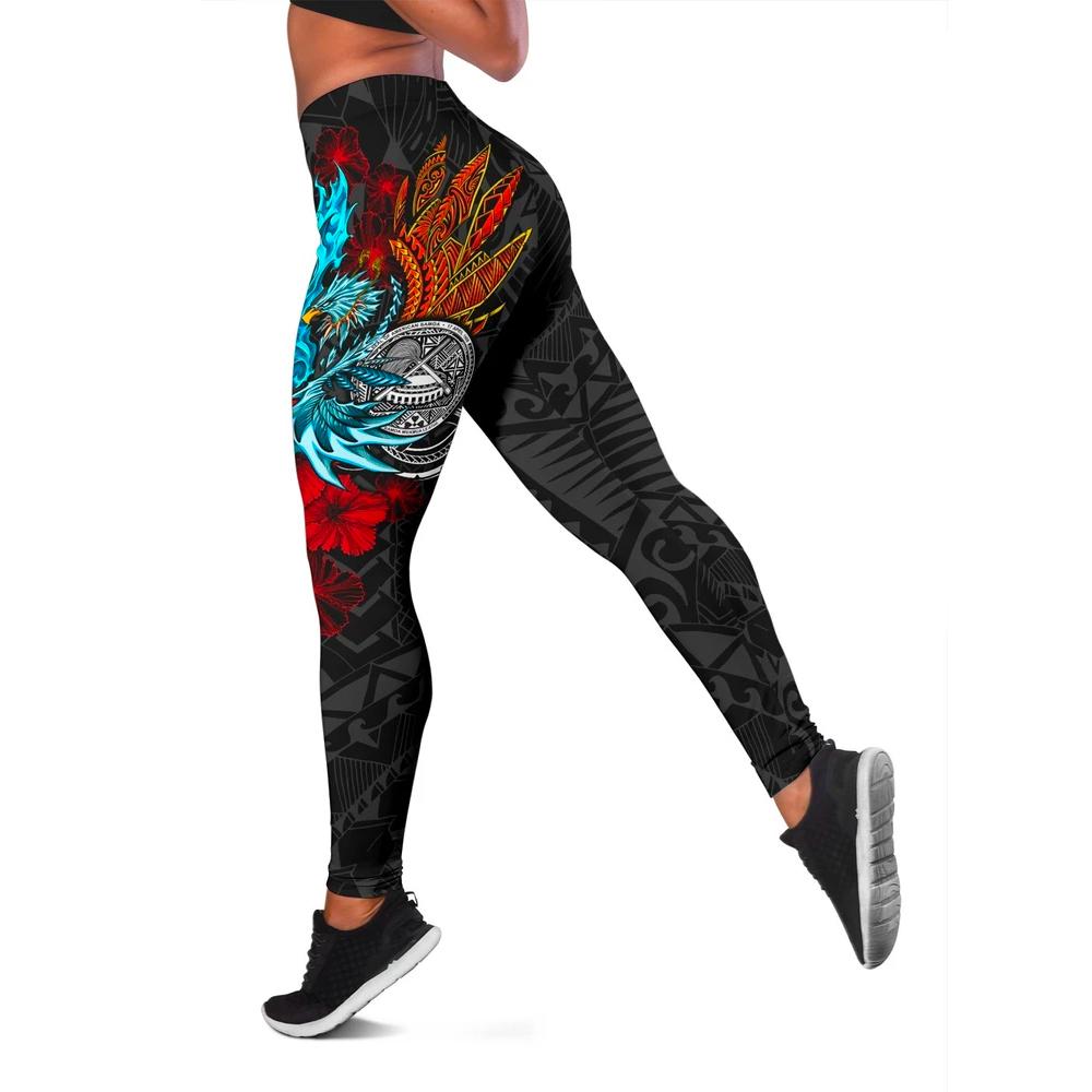 American Samoa Leggings - Polynesian Eagle Black - Polynesian Pride