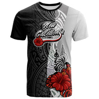 New Caledonia Polynesian T Shirt Coat Of Arms With Hibiscus White Unisex Art - Polynesian Pride