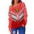 Tonga Rugby Mate Ma'a Tonga Tapa Pattern Women Off Shoulder Sweater - LT2 - Polynesian Pride