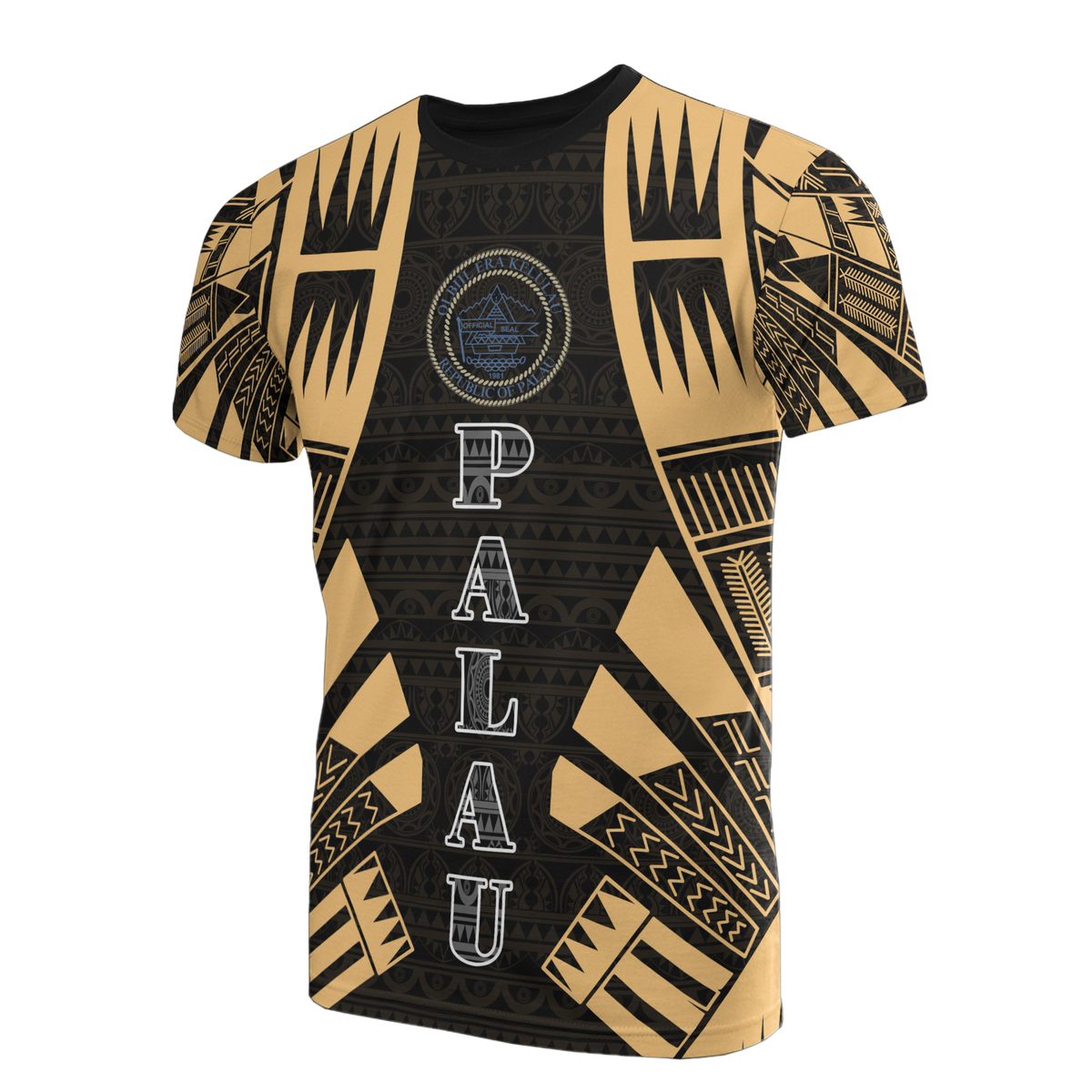 Palau T Shirt Palau Seeal Polynesian Tattoo Gold Style Unisex Black-Gold - Polynesian Pride