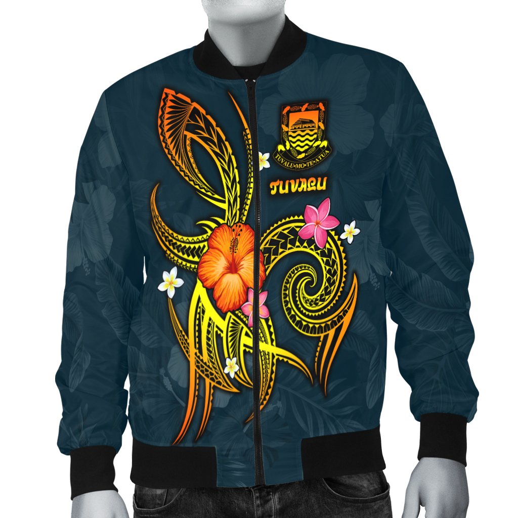 Tuvalu Polynesian Men's Bomber Jacket - Legend of Tuvalu (Blue) - Polynesian Pride