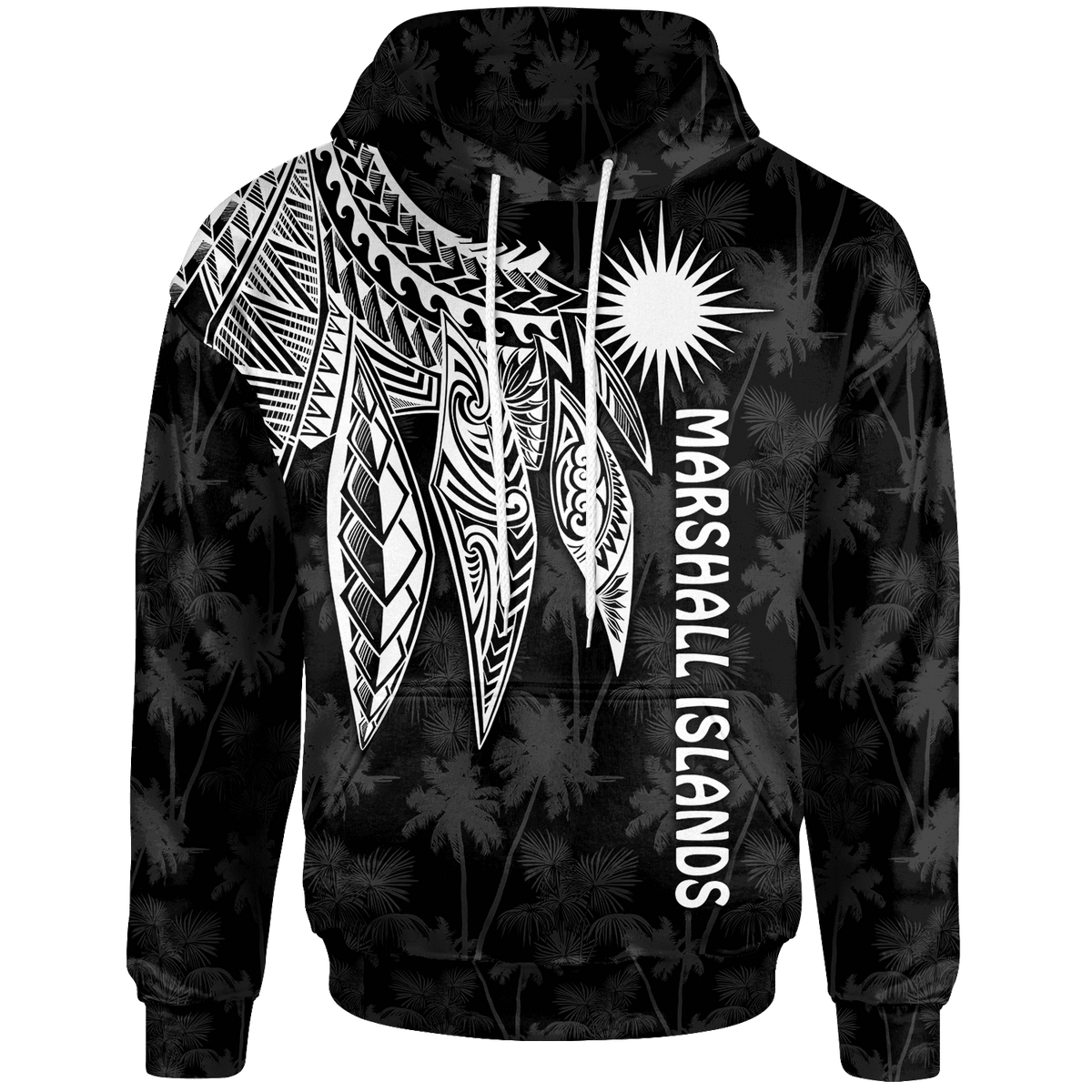 Marshall Islands Hoodie Polynesian Wings (White) Unisex White - Polynesian Pride