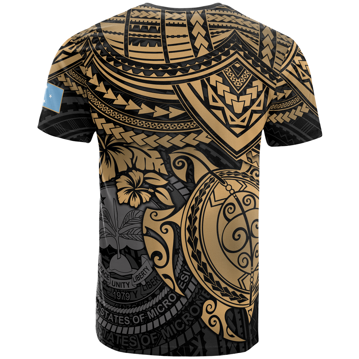 Federated States of Micronesia T Shirt F S M Seal Golden Turtle Hibiscus - Polynesian Pride