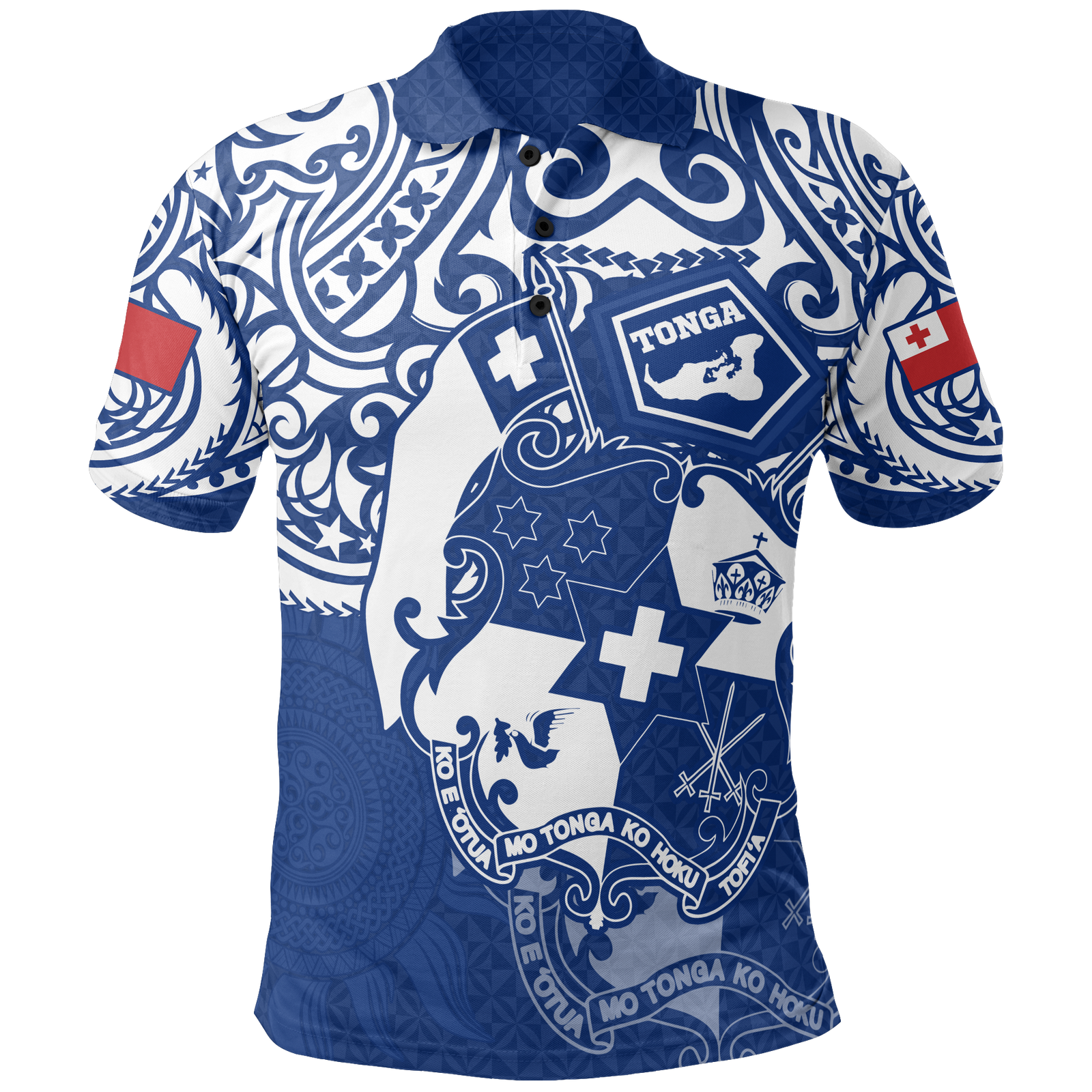 Tonga Polo Shirt Tongan FLag Coat Of Arms Pride (Bright Blue) Unisex BLUE - Polynesian Pride