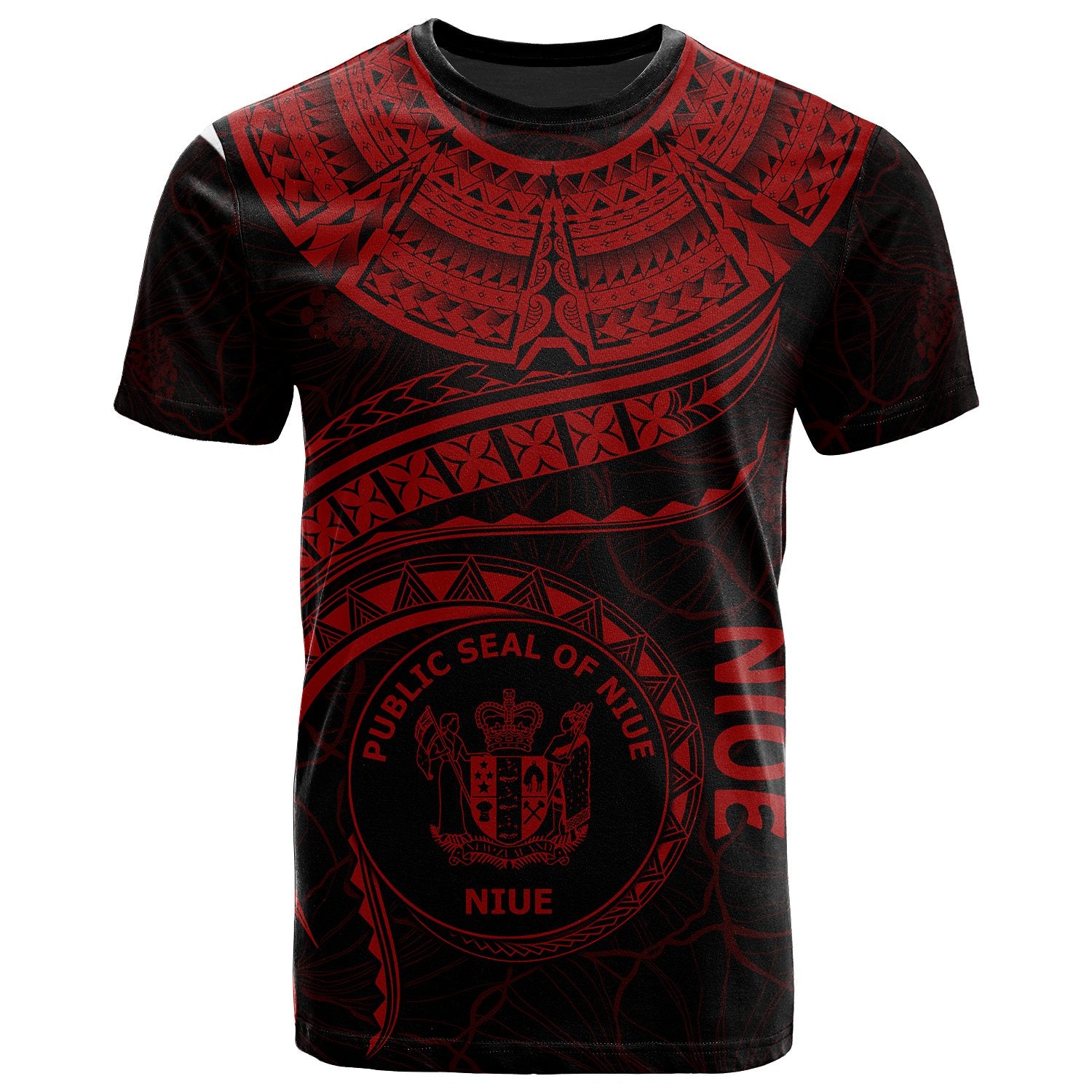 Niue Polynesian T Shirt Niue Waves (Red) Unisex Red - Polynesian Pride