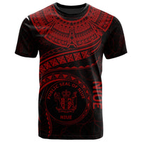 Niue Polynesian T Shirt Niue Waves (Red) Unisex Red - Polynesian Pride
