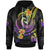 New Caledonia Custom Hoodie Plumeria Flowers with Spiral Patterns Unisex Black - Polynesian Pride