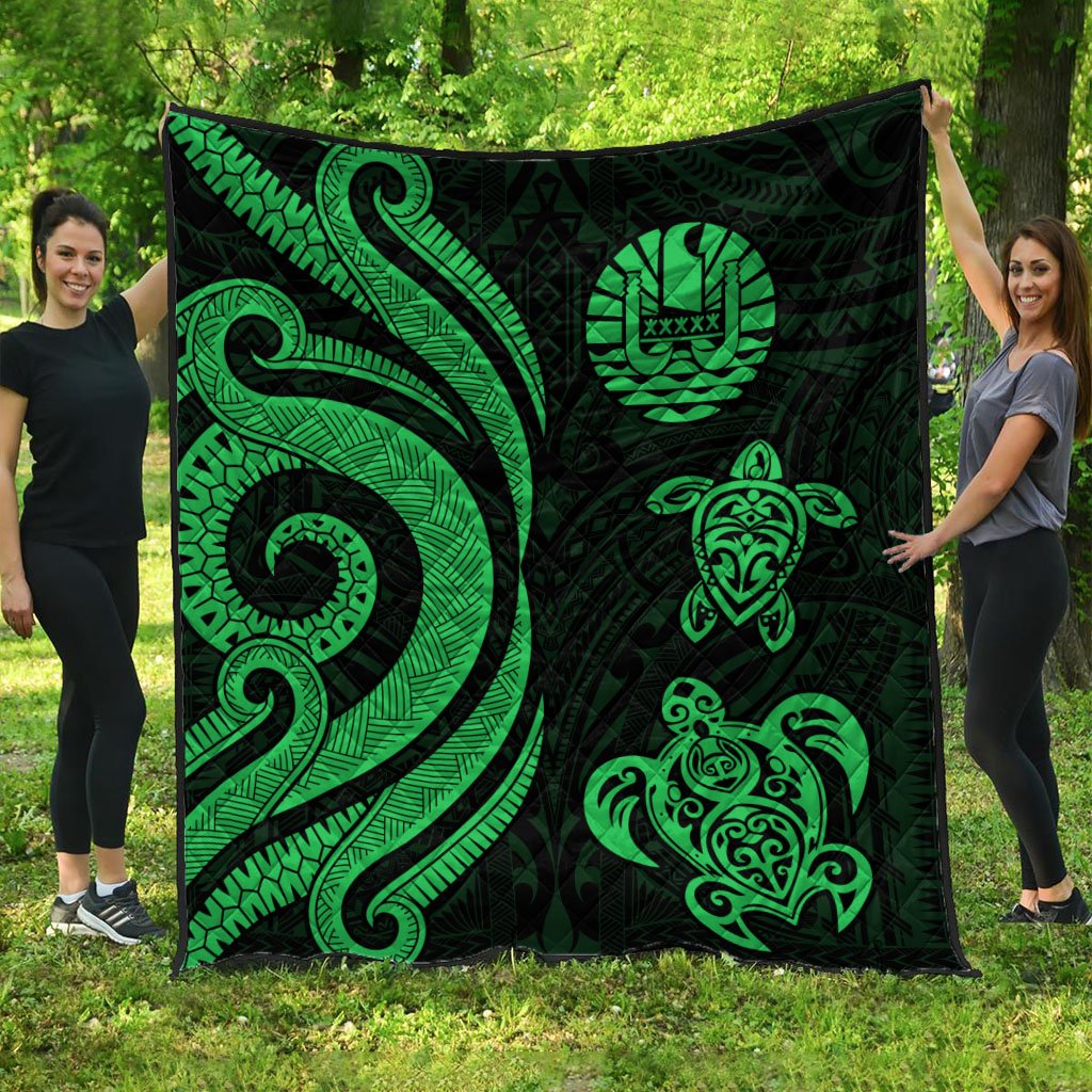 Tahiti Polynesian Premium Quilt - Green Tentacle Turtle Green - Polynesian Pride