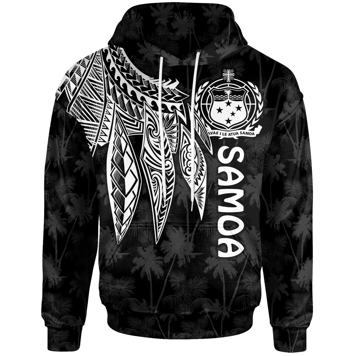 Samoa Hoodie Polynesian Wings (White) Unisex White - Polynesian Pride