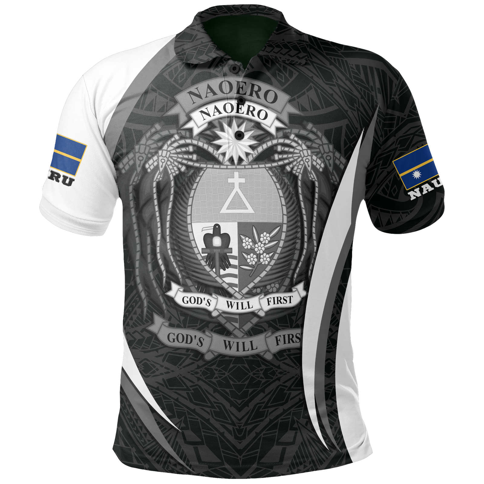 Nauru Polo Shirt Nauru Flag Coat Of Arms (White) Unisex White - Polynesian Pride