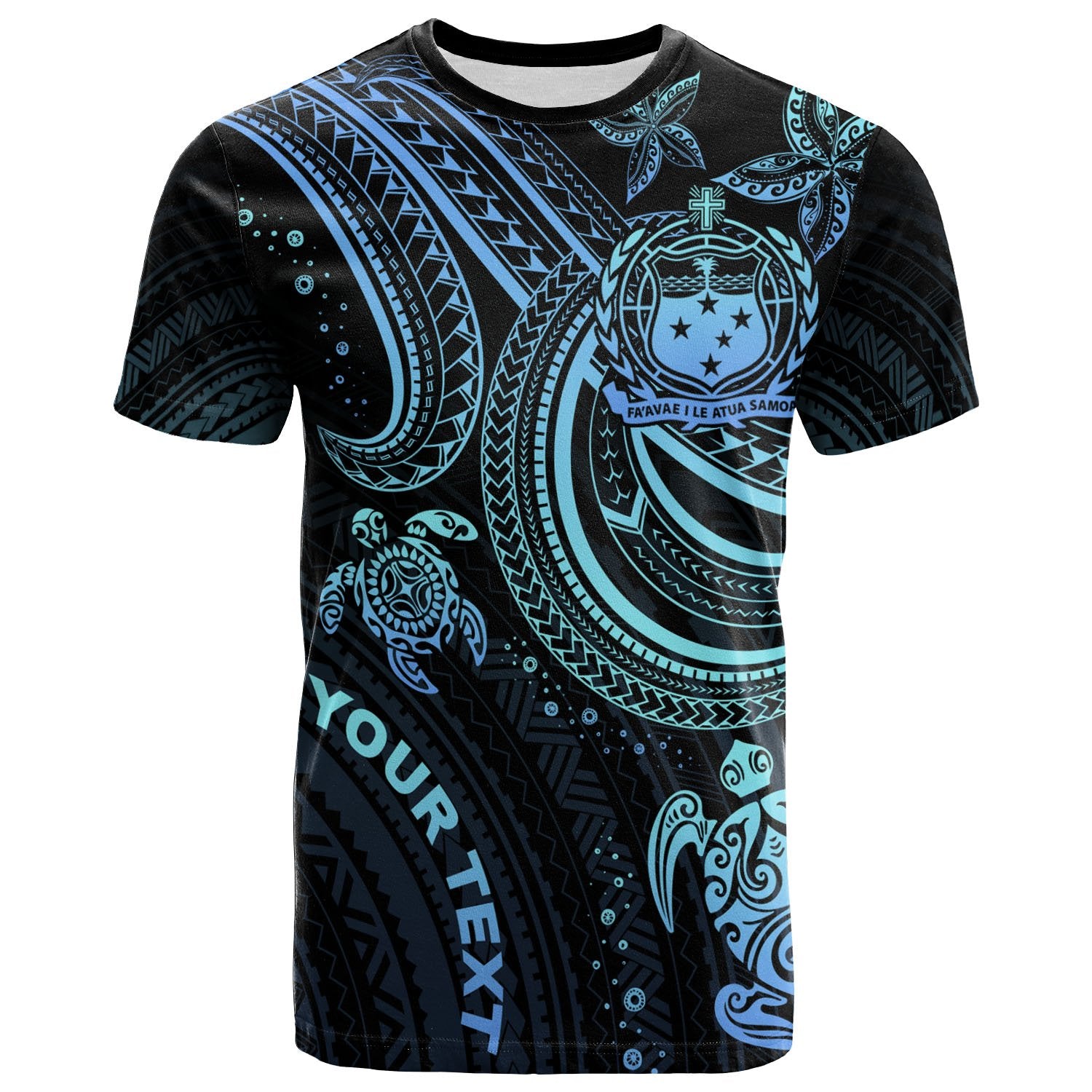 Samoa Custom T shirt Blue Turtle Unisex Blue - Polynesian Pride