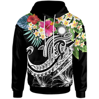 Marshall Islands Polynesian Hoodie Summer Plumeria (Black) Unisex Black - Polynesian Pride
