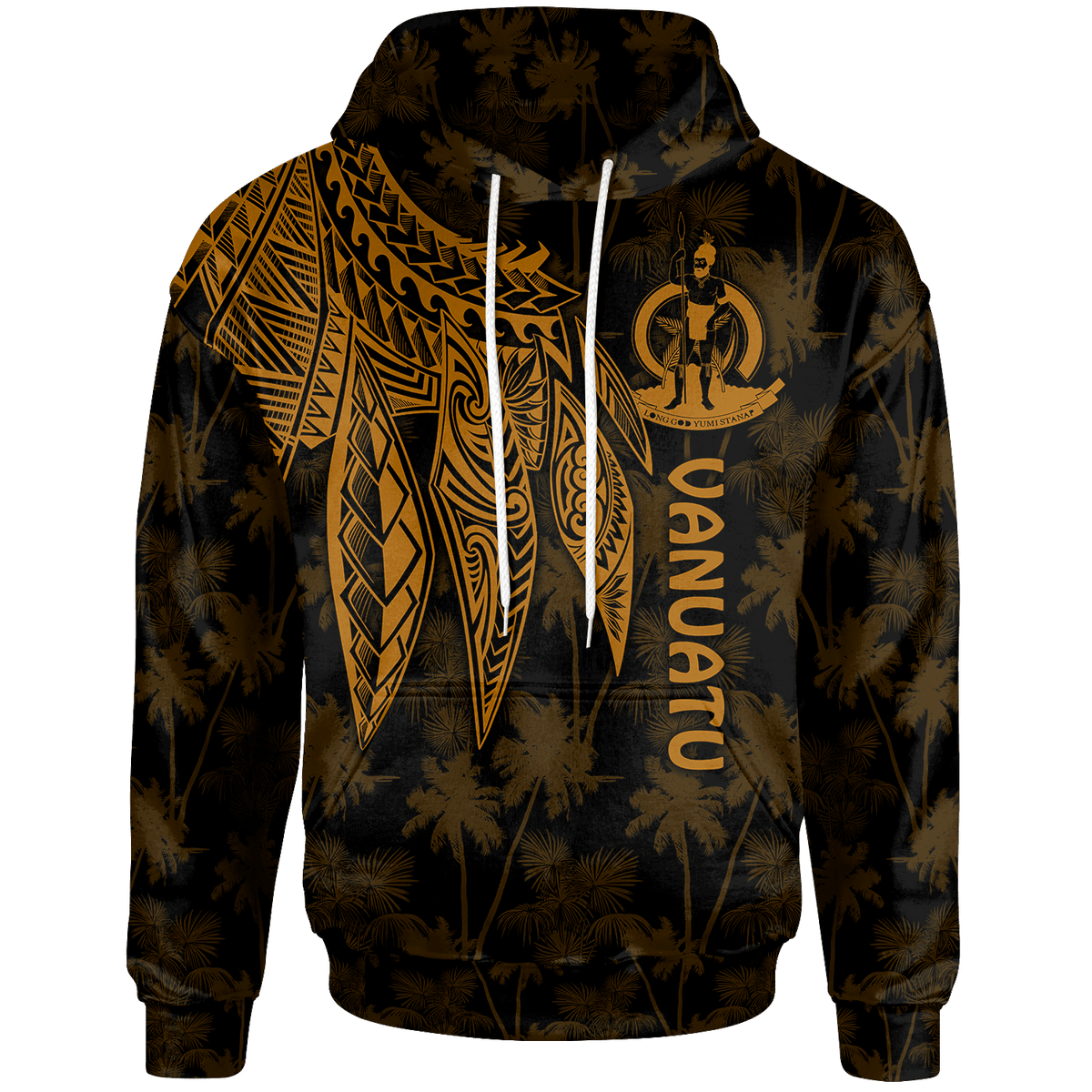 Vanuatu Hoodie Polynesian Wings (Golden) Unisex Golden - Polynesian Pride