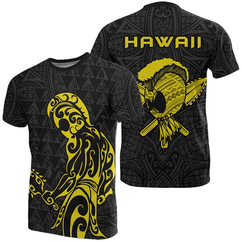 Polynesian Kakau Helmet Weapon Yellow Kanaka Warrior T Shirt Unisex Yellow - Polynesian Pride