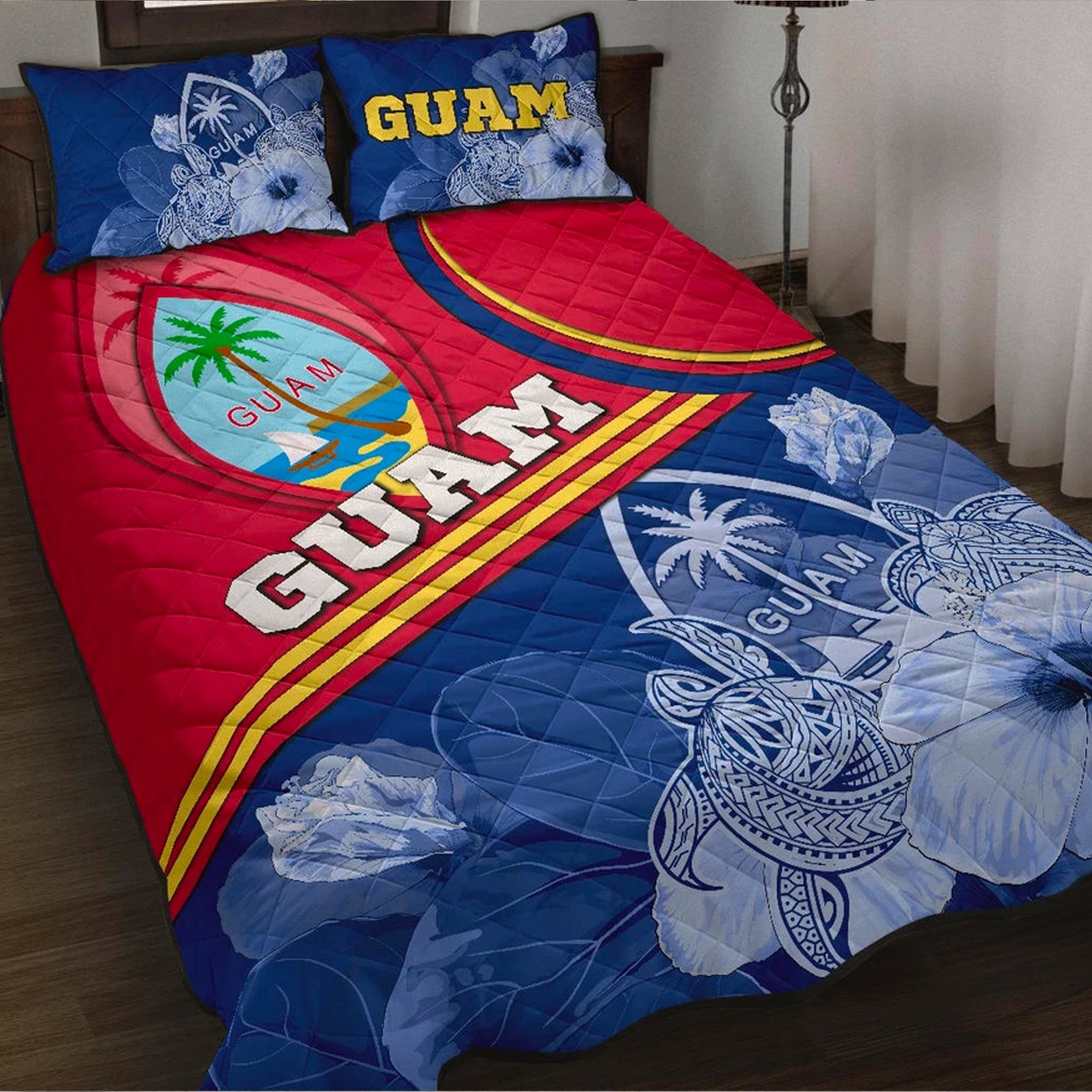 Guam Polynesian Quilt Bed Set - Land of the Chamorros Blue - Polynesian Pride