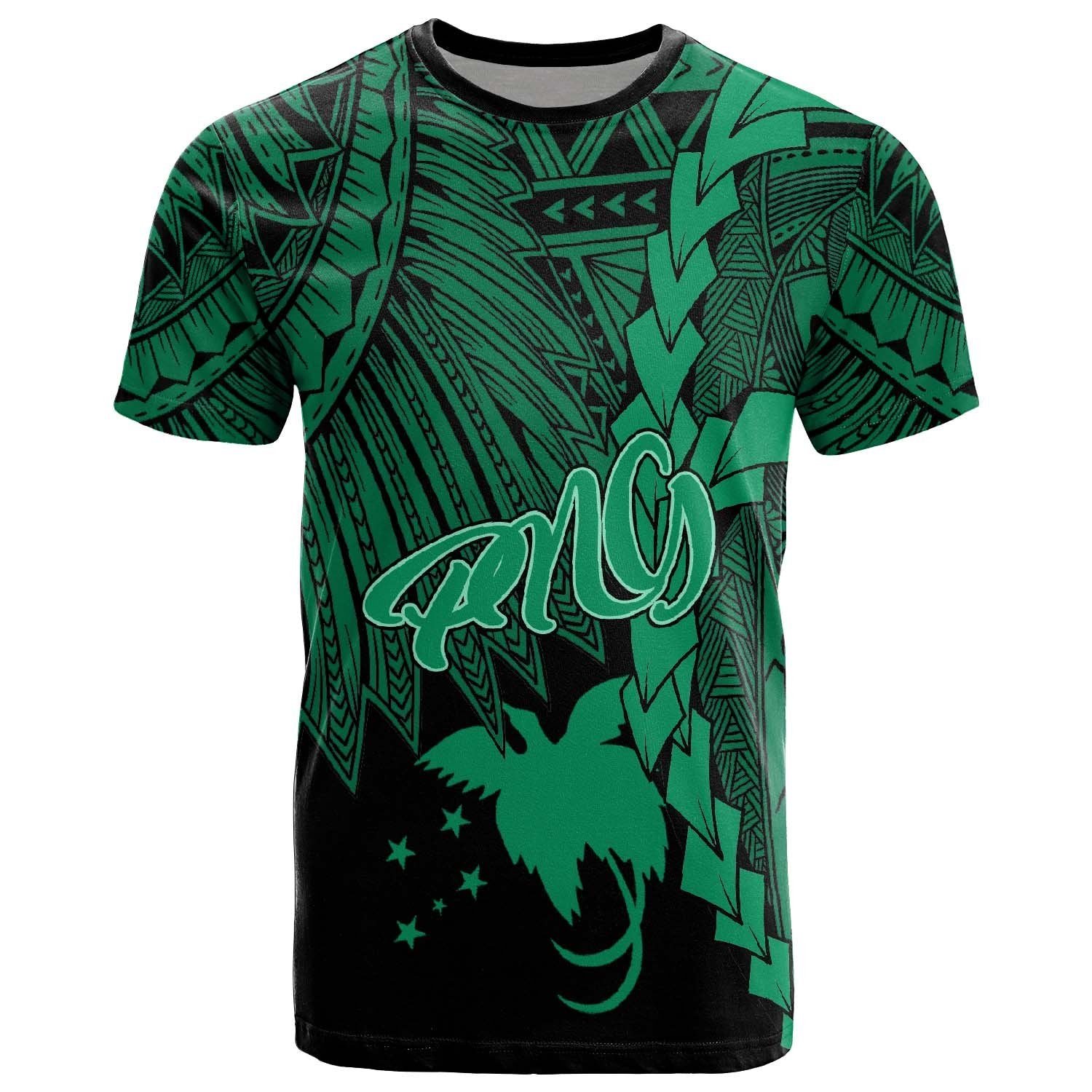 Papua New Guinea Polynesian T Shirt Tribal Wave Tattoo Green Unisex Green - Polynesian Pride