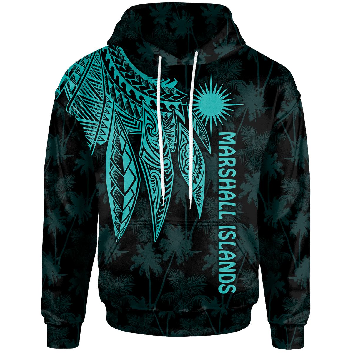 Marshall Islands Hoodie Polynesian Wings (Turquoise) Unisex Turquoise - Polynesian Pride