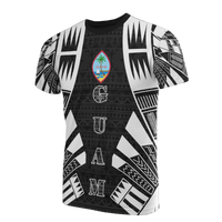 Guam T Shirt Guam Coat of Arms Polynesian Tattoo Style Unisex Black - Polynesian Pride