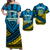 Tuvalu Matching Dress and Hawaiian Shirt 44th Independence Anniversary Tribal Pattern LT12 Blue - Polynesian Pride