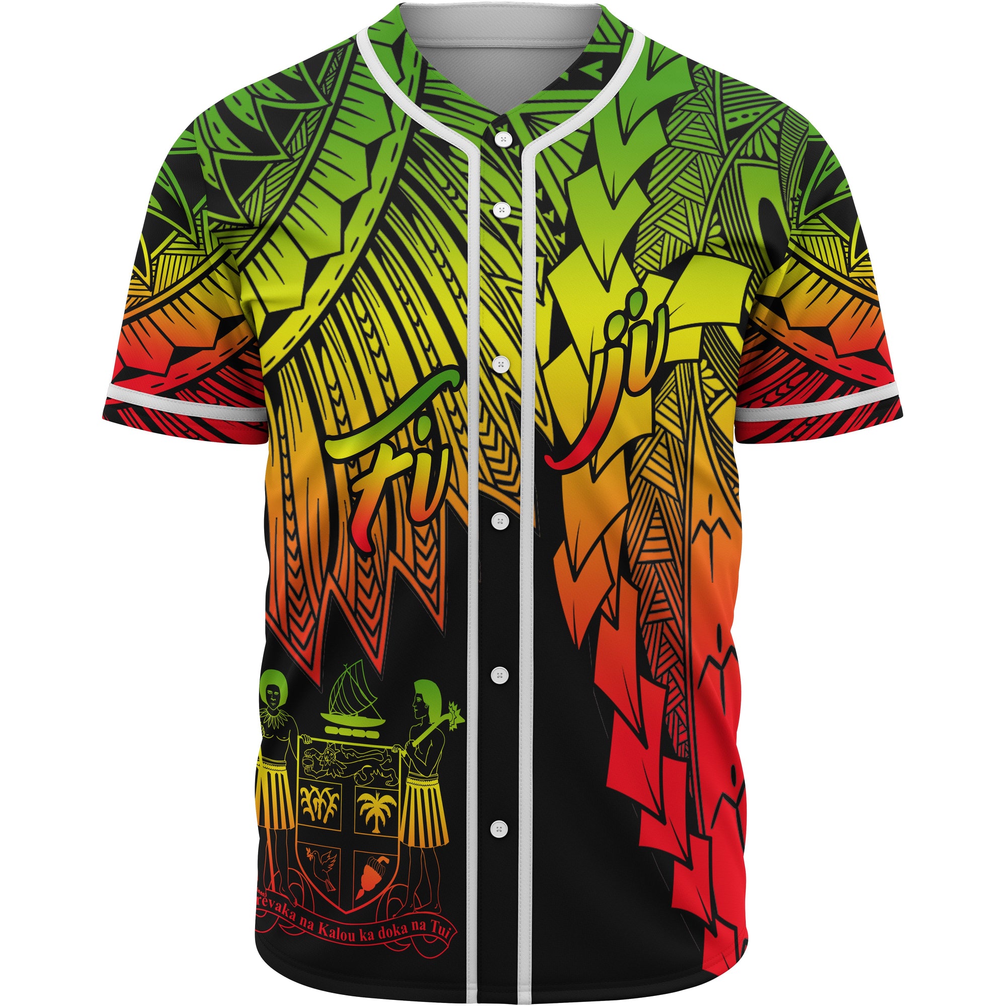 Fiji Polynesian Baseball Shirt - Tribal Wave Tattoo Reggae Unisex Reggae - Polynesian Pride