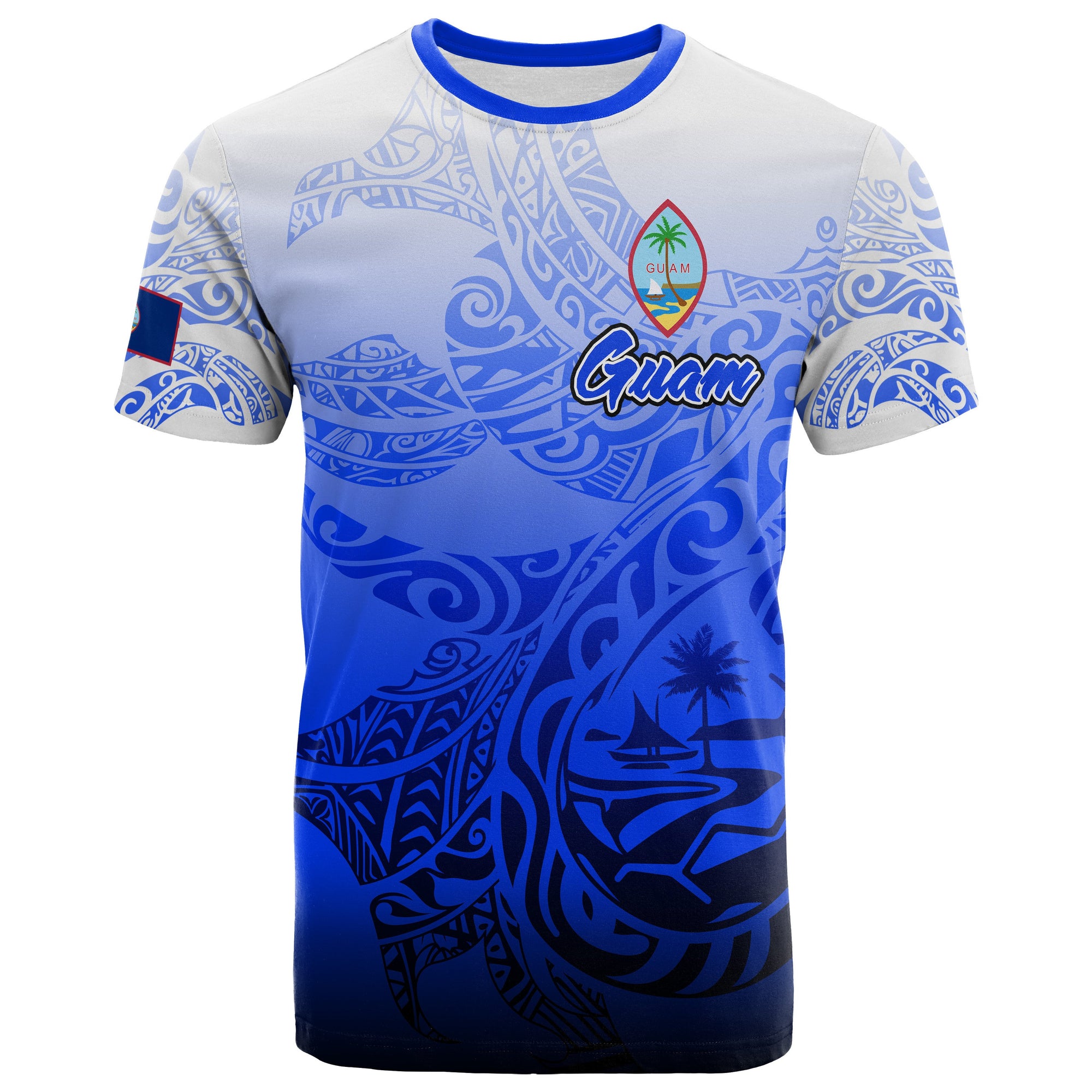 Guam Polynesian T Shirt Tribal Tattoo With Seal Unisex Black - Polynesian Pride