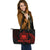 Samoa Polynesian Custom Personalised Large Leather Tote Bag - Red Tribal Wave - Polynesian Pride