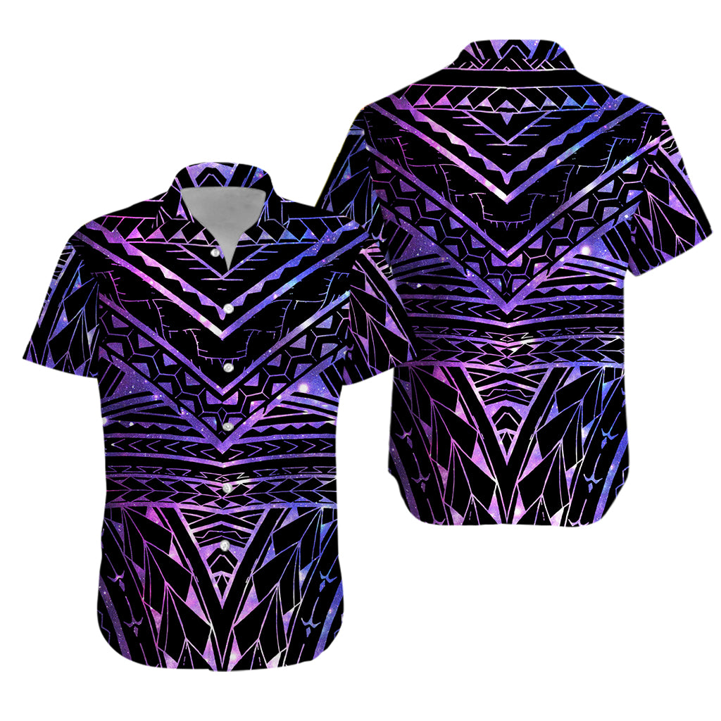 Polynesian Spearhead Purple Galaxy Hawaiian Shirt - LT12 Unisex Blue - Polynesian Pride