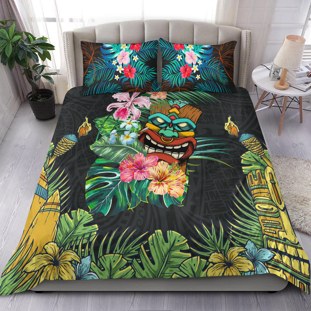 Hawaii Bedding Set Tiki Tribal LT13 Black - Polynesian Pride