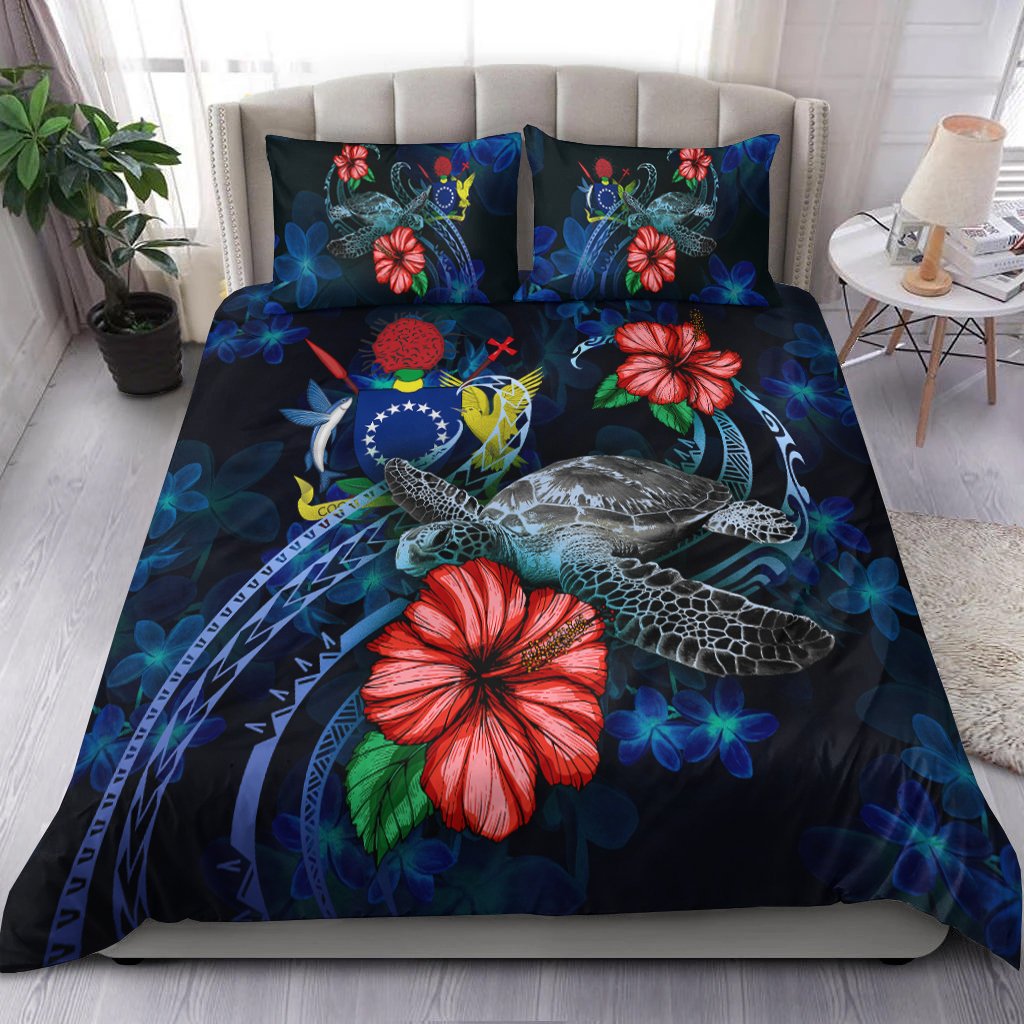 Cook Islands Polynesian Bedding Set - Blue Turtle Hibiscus Blue - Polynesian Pride