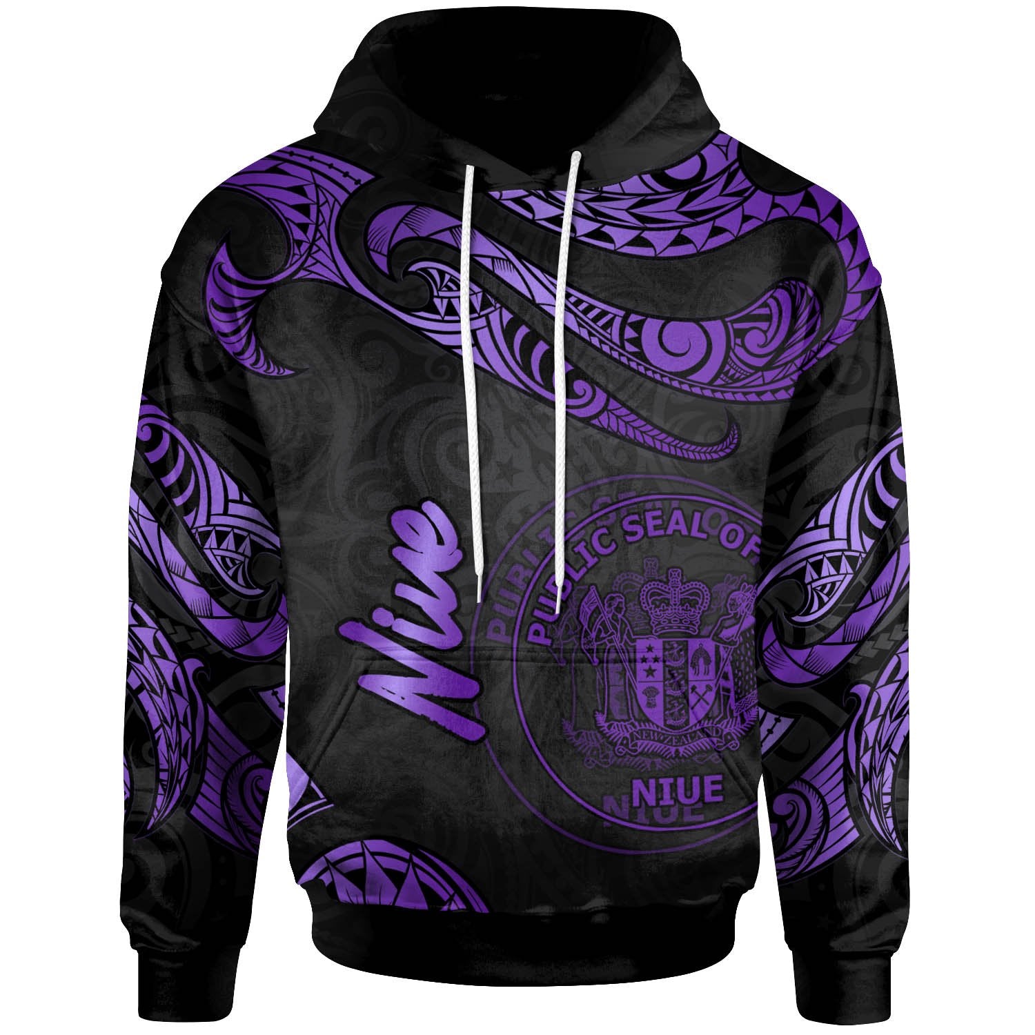 Niue Hoodie Polynesian Tattoo Purple Version Unisex Purple - Polynesian Pride