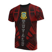 Tuvalu T Shirt Tuvaluan Coat of Arms Polynesian Tattoo Red Style Unisex Red - Polynesian Pride