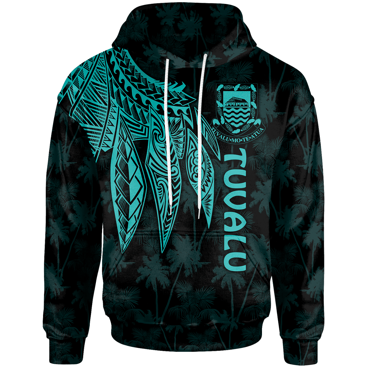 Tuvalu Hoodie Polynesian Wings (Turquoise) Unisex Turquoise - Polynesian Pride