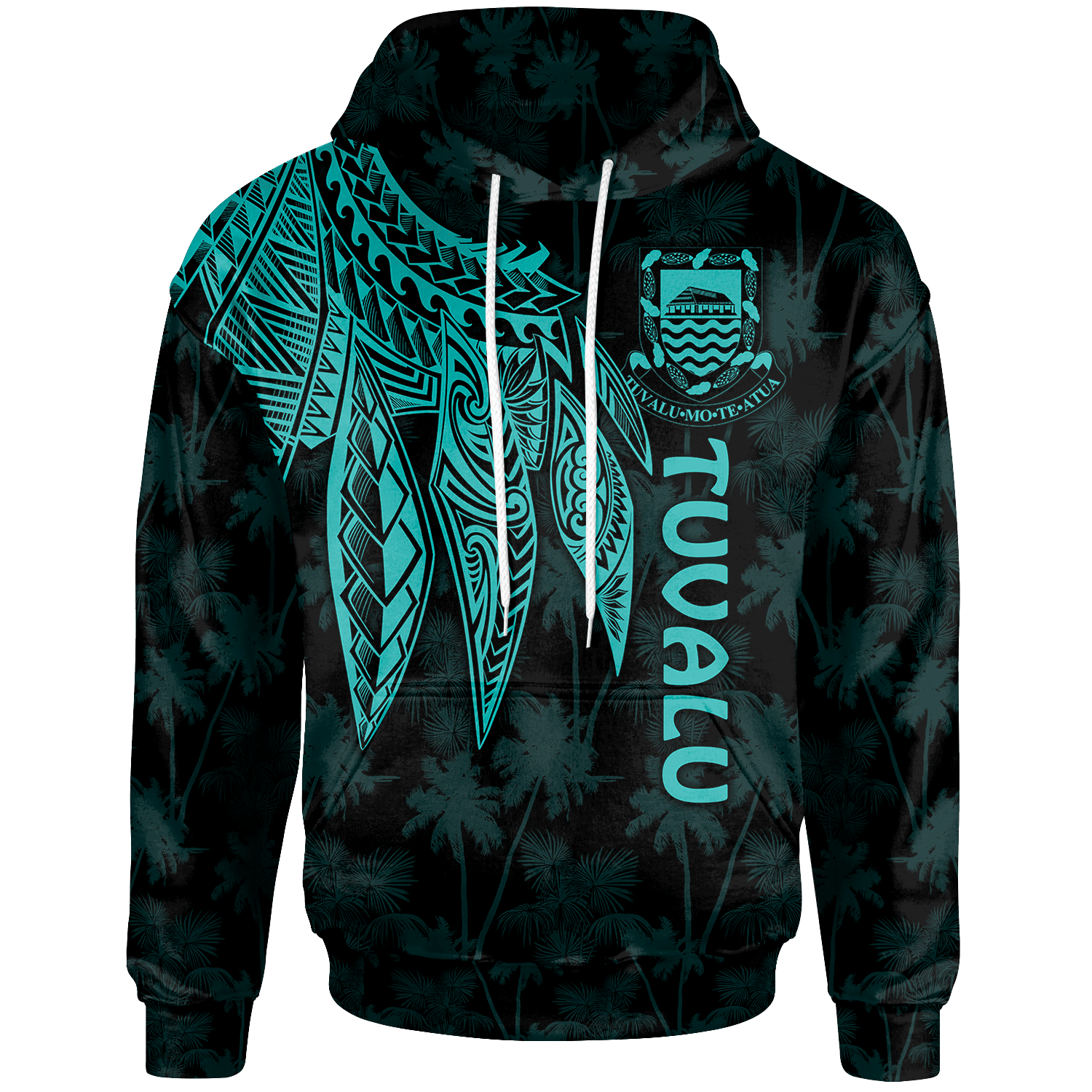 Tuvalu Hoodie Polynesian Wings (Turquoise) Unisex Turquoise - Polynesian Pride