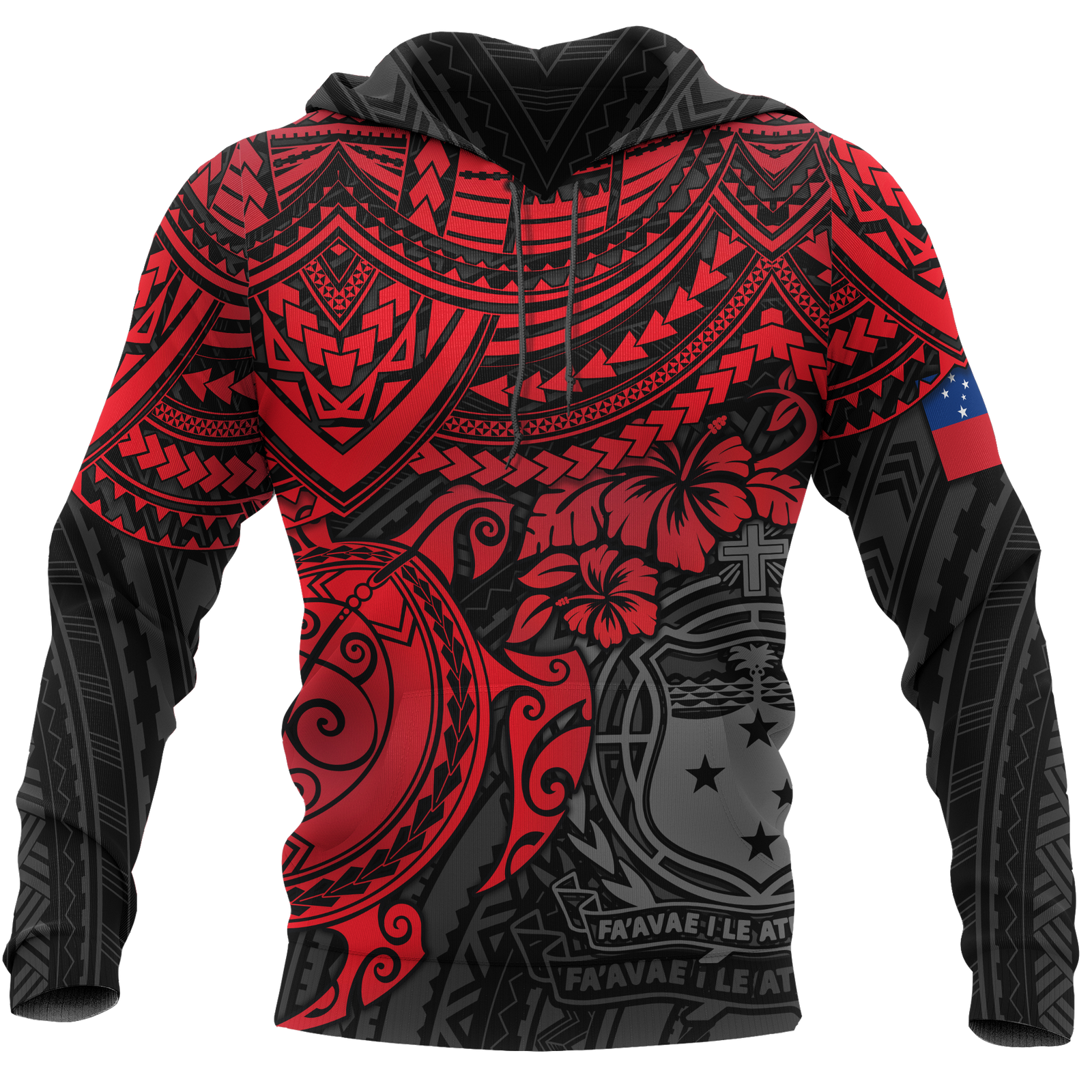 Samoa Polynesian Hoodie Red Turtle Unisex RED - Polynesian Pride
