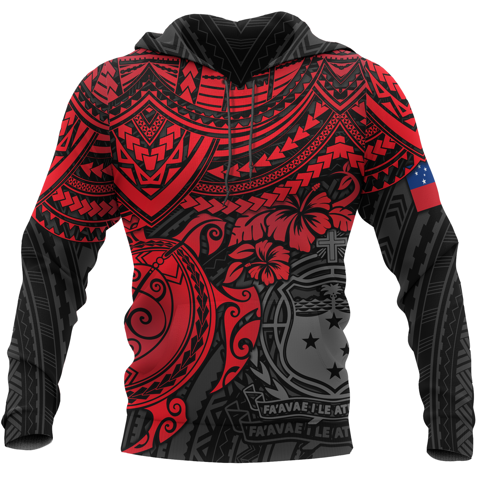 Samoa Polynesian Hoodie Red Turtle Unisex RED - Polynesian Pride